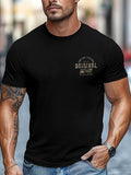 Men's Short Sleeve Crew Neck T-Shirt, Vintage Letter Graphic On Left Chest, Casual Summer Tee For Daily Wear
