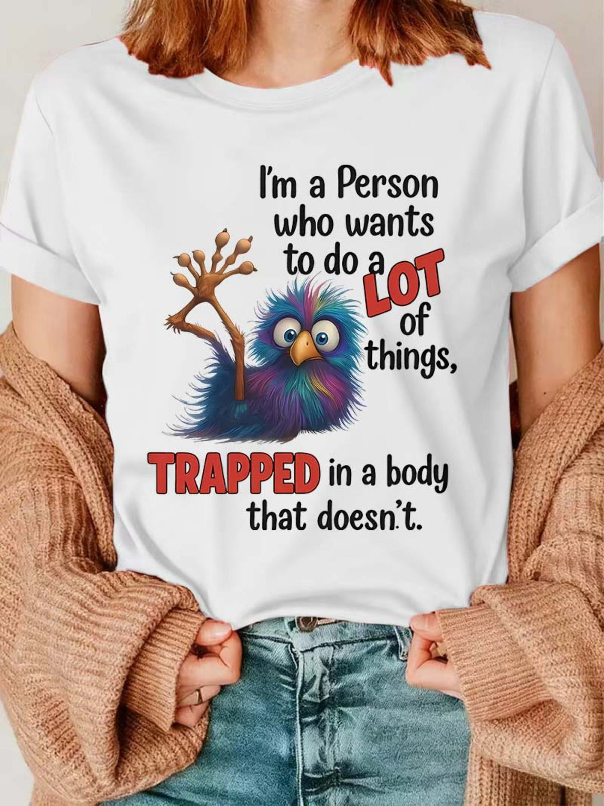 Women’s Funny Bird Graphic Short‑Sleeve T‑Shirt, Humorous Quote Crew Neck Casual All‑Season Top，Women Clothing