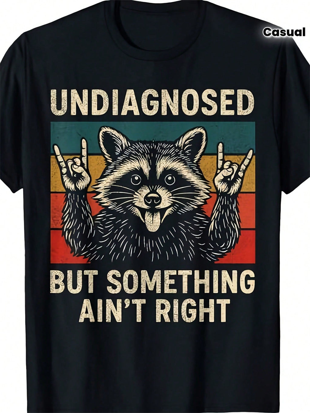 Men'S Funny Raccoon Graphic T-Shirt - "Undiagnosed But Something Ain't Right" Retro