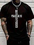 Men's Cross Verse Print TShirt, Crew Neck Casual Cotton Tee, Knit Fabric, Regular Fit For Boys & Men, Spring/Summer/Fall Cotton Graphic Tee