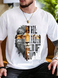 Lion Of Judah Bible Verse Print Crew Neck Tee Unisex Christian Cotton Top