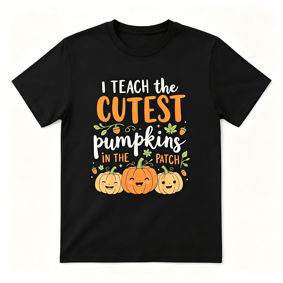 Women’s I Teach The Cutest Pumpkins In The Patch Teacher Graphic Short Sleeve T‑Shirt, Crew Neck Autumn Thanksgiving Casual Tee