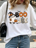 Cute Halloween Graphic Tee Shirt Boo Jee Ghost Pumpkin Design Casual Autumn Streetwear For Women Girls Festival Party Outfit