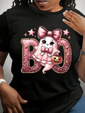 Halloween T-Shirt | Spooky BOO Graphic Tee With Glittery BOO Letters And Pumpkin Design