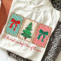 It’s The Most Wonderful Time of The Year Christmas Bow Tree Graphic Short Sleeve T‑Shirt, Vintage Striped Christmas Holiday Casual Tee Top