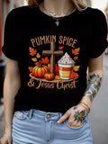 Women's Pumpkin Spice & Jesus Cross T-Shirt