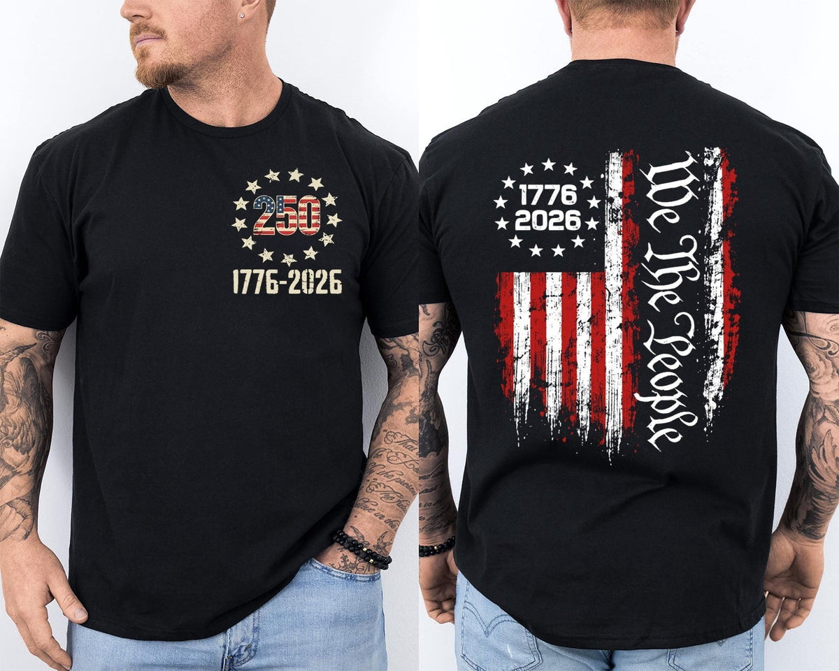 250 Years American Flag 250th Anniversary USA Patriotic Front & Back T-Shirt