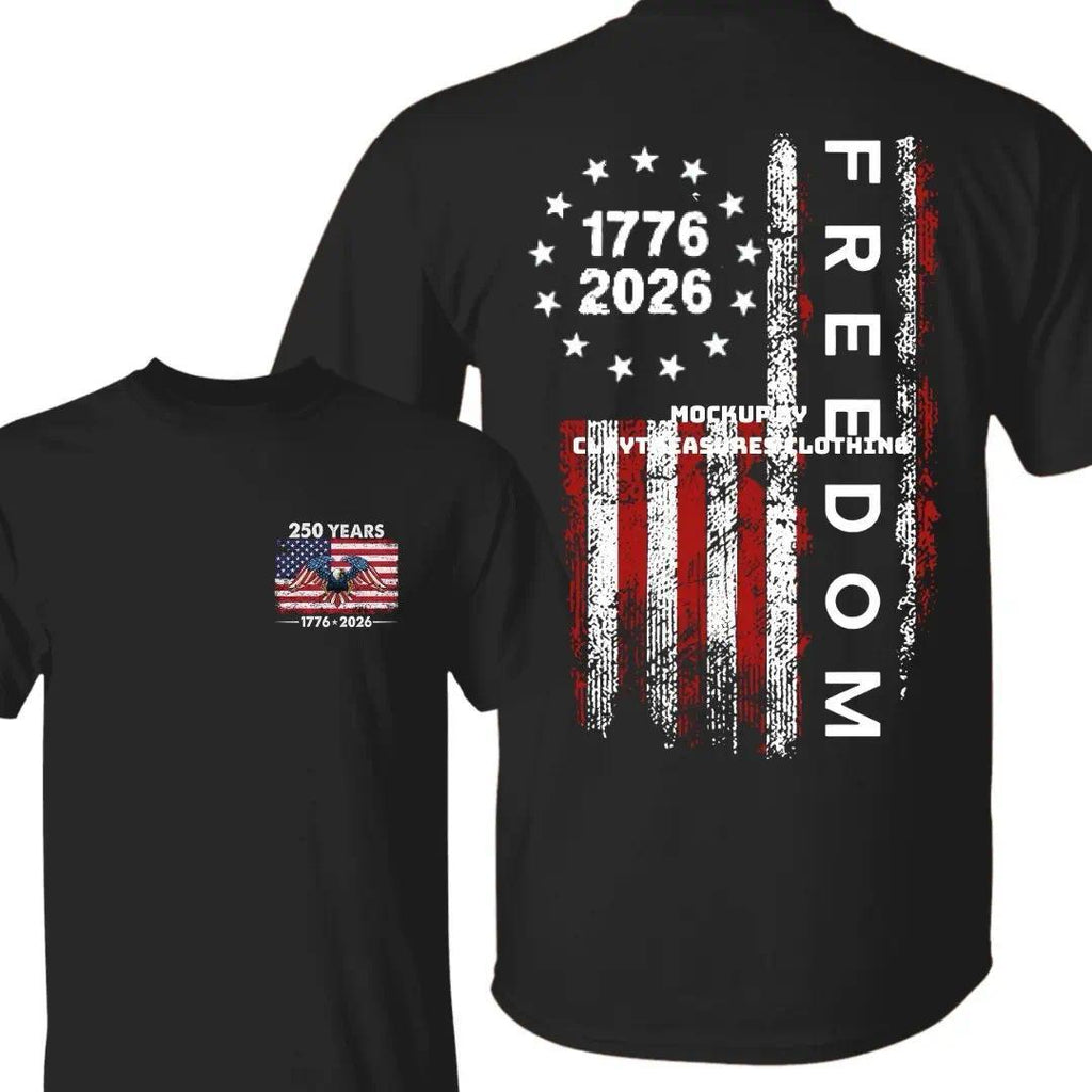 250 Years America Anniversary 250th Independence Day Freedom T-Shirt, Semiquincentennial Celebration 1776-2026 Shirt, Patriotic American Flag Gifts Casual Daily Wear Tee For Men & Women, Apparel Made In The USA Menswear Top