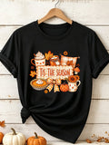 Tis The Season T-Shirt Pumpkin Pie Sunflower Plaid Bow Graphic Tee Women Fall Thanksgiving