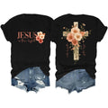 Faith Cross Christian Shirts for Women with Beautiful Floral Cross Print