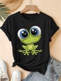 Cute Big Eye Frog T-Shirt Cartoon Green Frog Graphic Tee