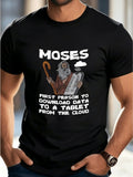 Moses Funny Cloud Download Graphic T‑Shirt, Humor Religious Casual Short Sleeve Tee for Men