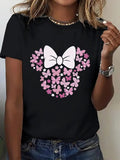 Women's Bow Butterfly Heart Graphic T-Shirt Casual Short Sleeve Round Neck Top