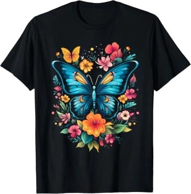 Aesthetic Butterfly Floral T-Shirt Cute Butterfly Flower Graphic Tee