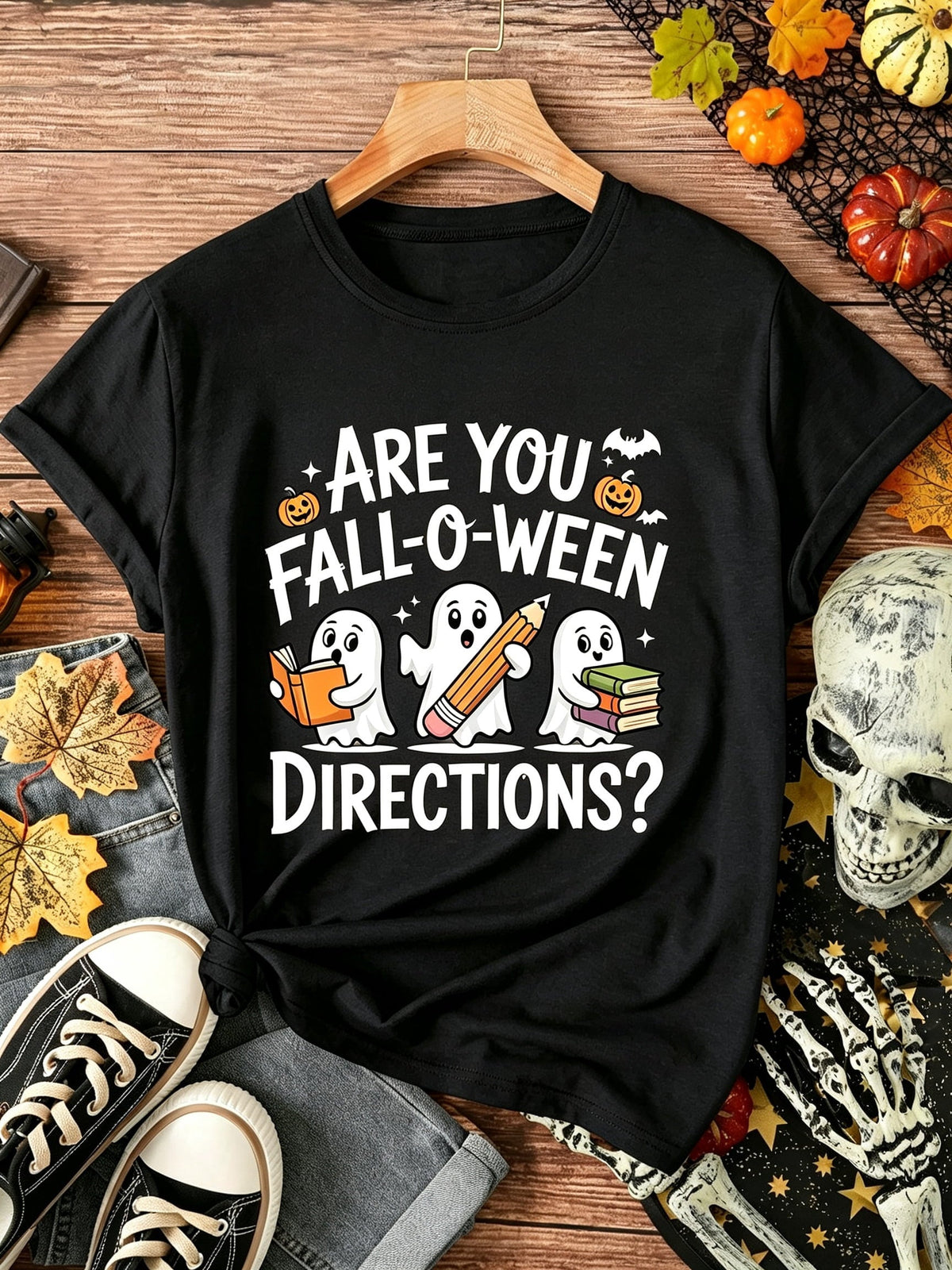Are You Fall-O-Ween Directions T-Shirt Cute Ghost Teacher Halloween Tee