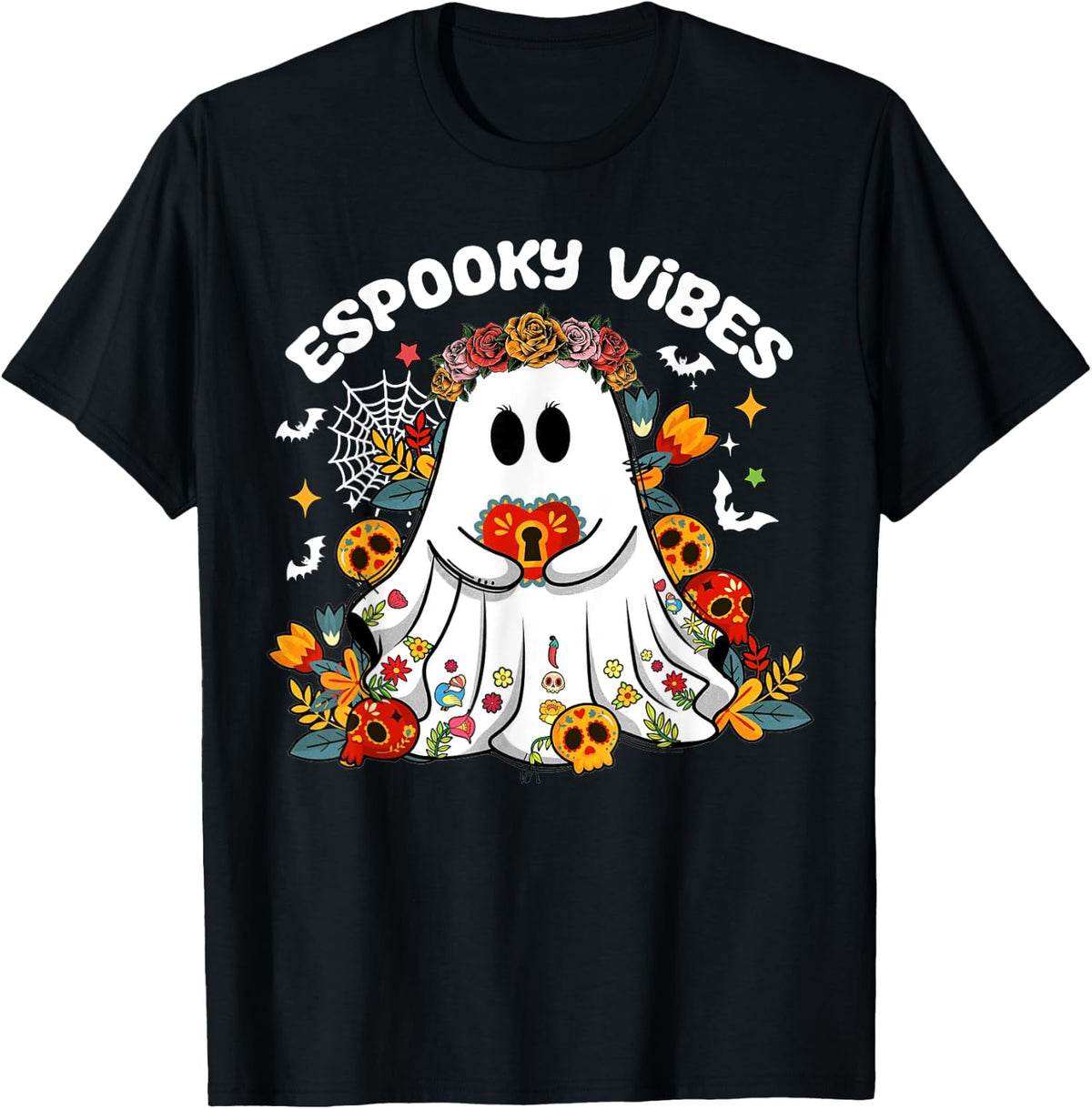 Espooky Floral Ghost Mexican Halloween Vibes Unisex T-Shirt