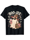 Boo JEE Pink Leopard Ghost Witch Funny Coquette Halloween T-Shirt