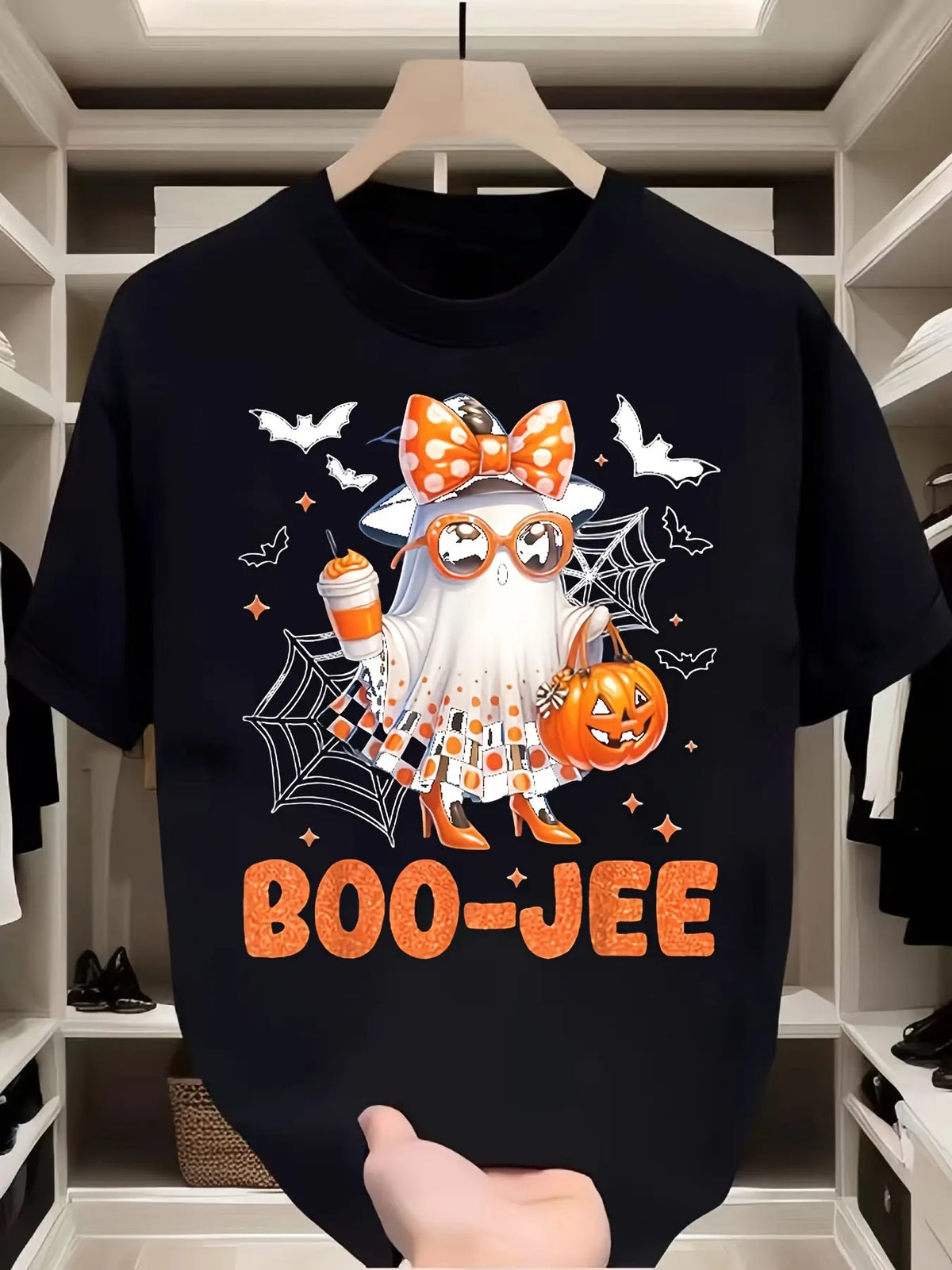 Boo‑Jee Ghost Halloween Graphic Short‑Sleeve T‑Shirt,Unisex Halloween Clothing，Women Men Tshirts