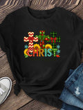 Christ Christmas Begins With Cross T-Shirt Sunflower Faith Graphic Tee
