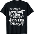 Christian Faith Graphic Short‑Sleeve T‑Shirt, I'm A Project That Keeps Jesus Busy Funny Religious Casual Top For Men