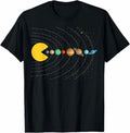 Funny Space Solar System Graphic Short‑Sleeve T‑Shirt, Retro Arcade Inspired Planet Galaxy Casual Top，Men Tshirts