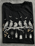 Halloween Crow T-Shirt, Boo Tombstone Moon Bats Graphic Tee