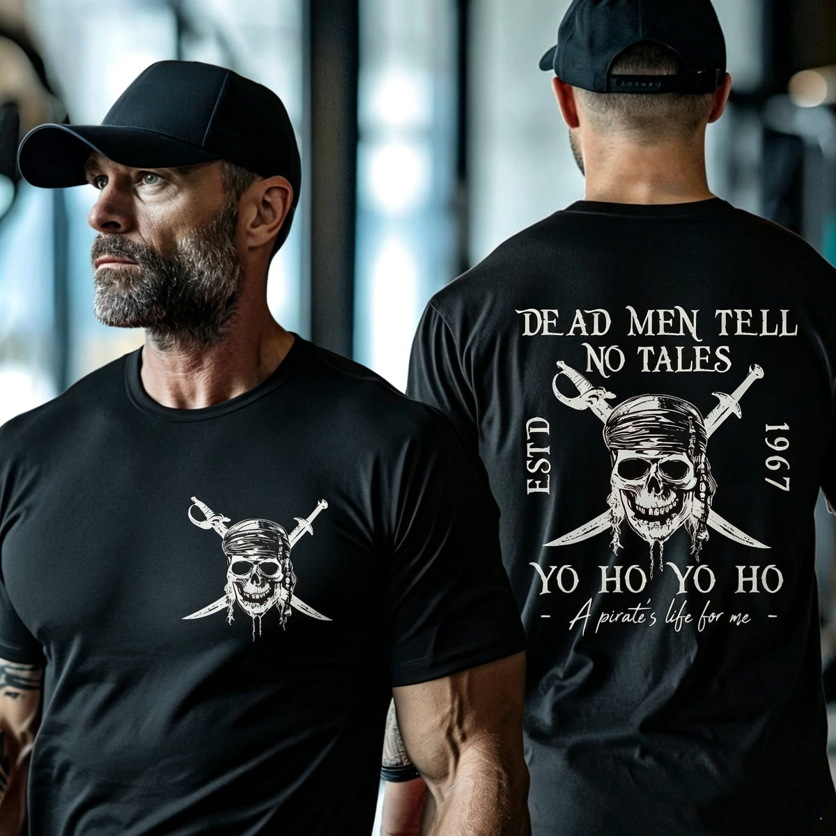 Men’s Vintage Pirate Graphic Short‑Sleeve T‑Shirt, Retro Nautical Skull Casual Crew Neck Top，Men Tshirts