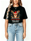 Merry Reindeer Crew T-Shirt Dashing Snow Holly Jolly Christmas Graphic Tee
