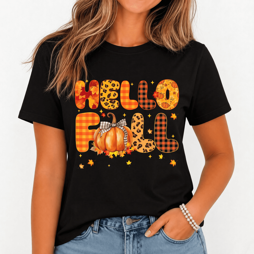 Plus Size Women's Printed T-Shirt - Soft And Breathable Cotton Crew Neck - Autumn Halloween Thanksgiving Casual Wear