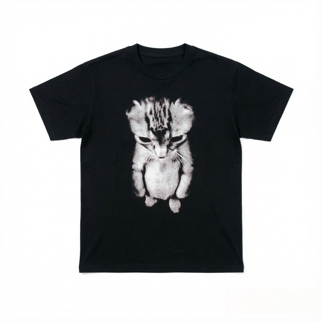 Sad Meme Cat Print Cotton Tee Unisex Short Sleeve Funny Animal Gift Top