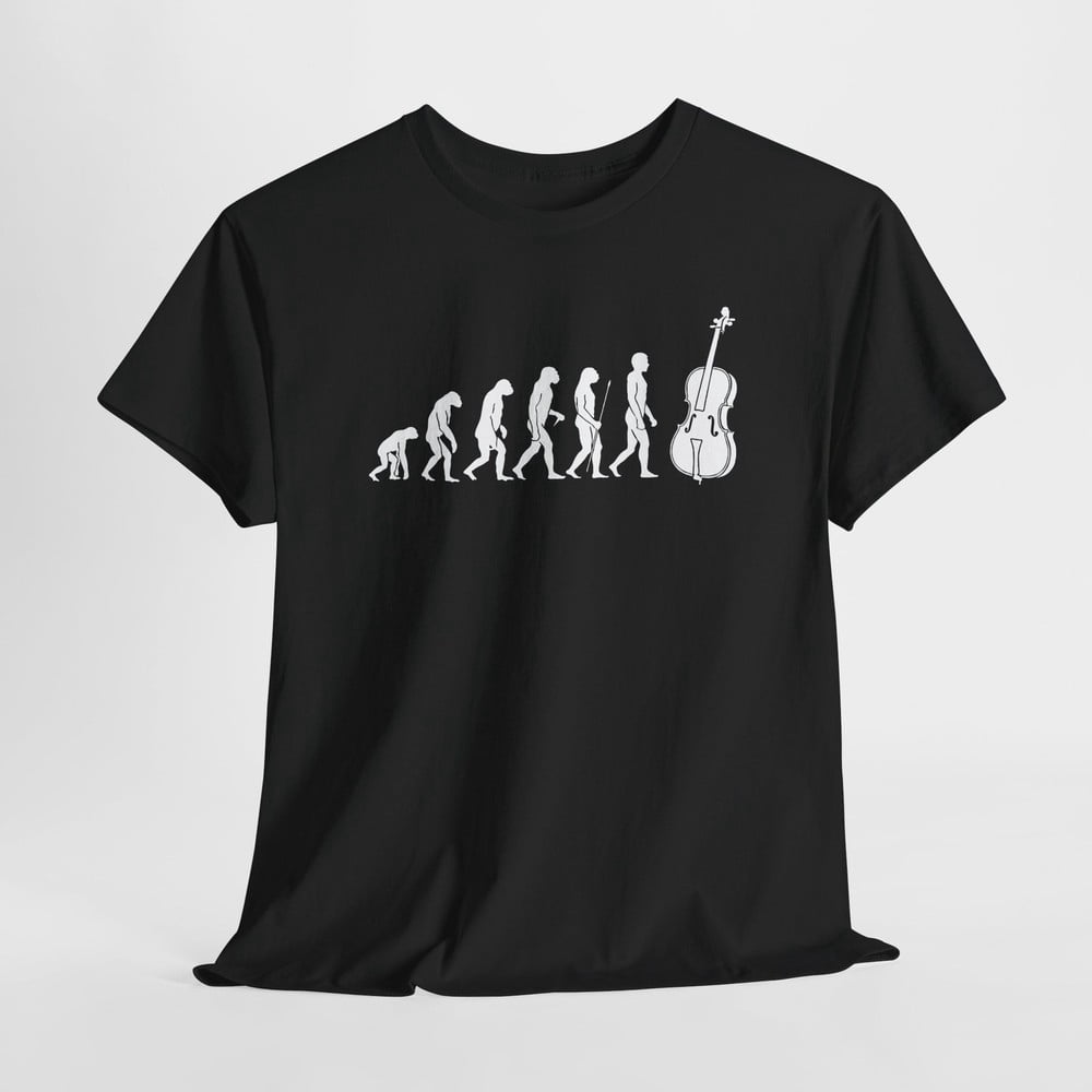 Unisex Cello Evolution of Man Graphic Short‑Sleeve T‑Shirt, Music Lover Funny Casual Cotton Top，Women Men Tshirts
