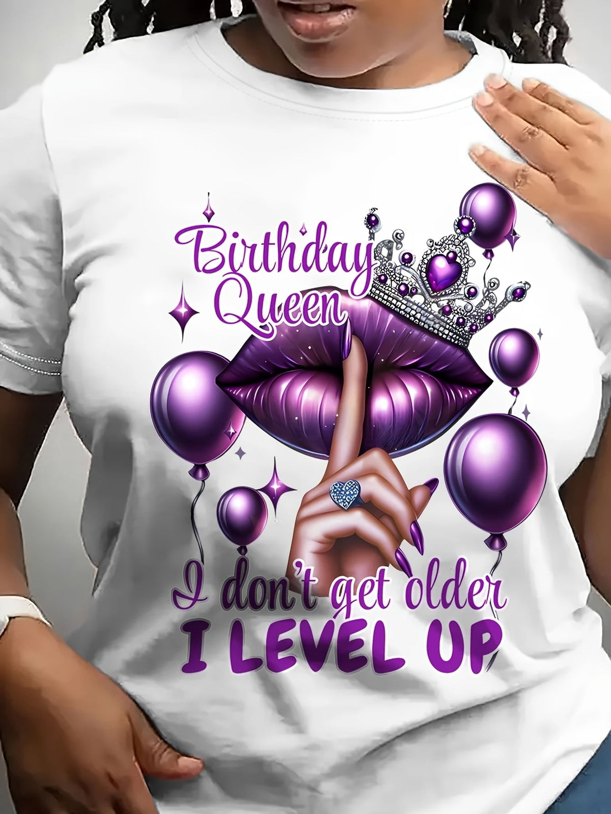 Women’s Birthday Queen I Don’t Get Older I Level Up Graphic Short‑Sleeve T‑Shirt, Round Neck Casual Birthday Party Top