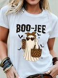 Women's Casual Crew Neck T-Shirt Boo-Jee Leopard Print Printed T-Shirt, Soft Stretchy Casual Short Sleeve Top