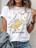 Women's Funny Goose T-Shirt, "I'm Not A Silly Goose I'm A Banana" Graphic Tee, Cute Short Sleeve Crew Neck Casual Top