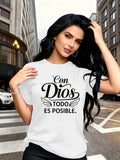 Women’s Christian Faith Graphic Short‑Sleeve T‑Shirt, Round Neck Casual Versatile Leisure Top，Women Clothing
