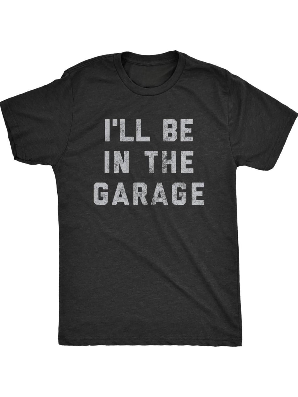 Men'S "I'll Be In The Garage" Graphic T-Shirt - Black with White Print, Casual Loose Fit, Perfect for Summer