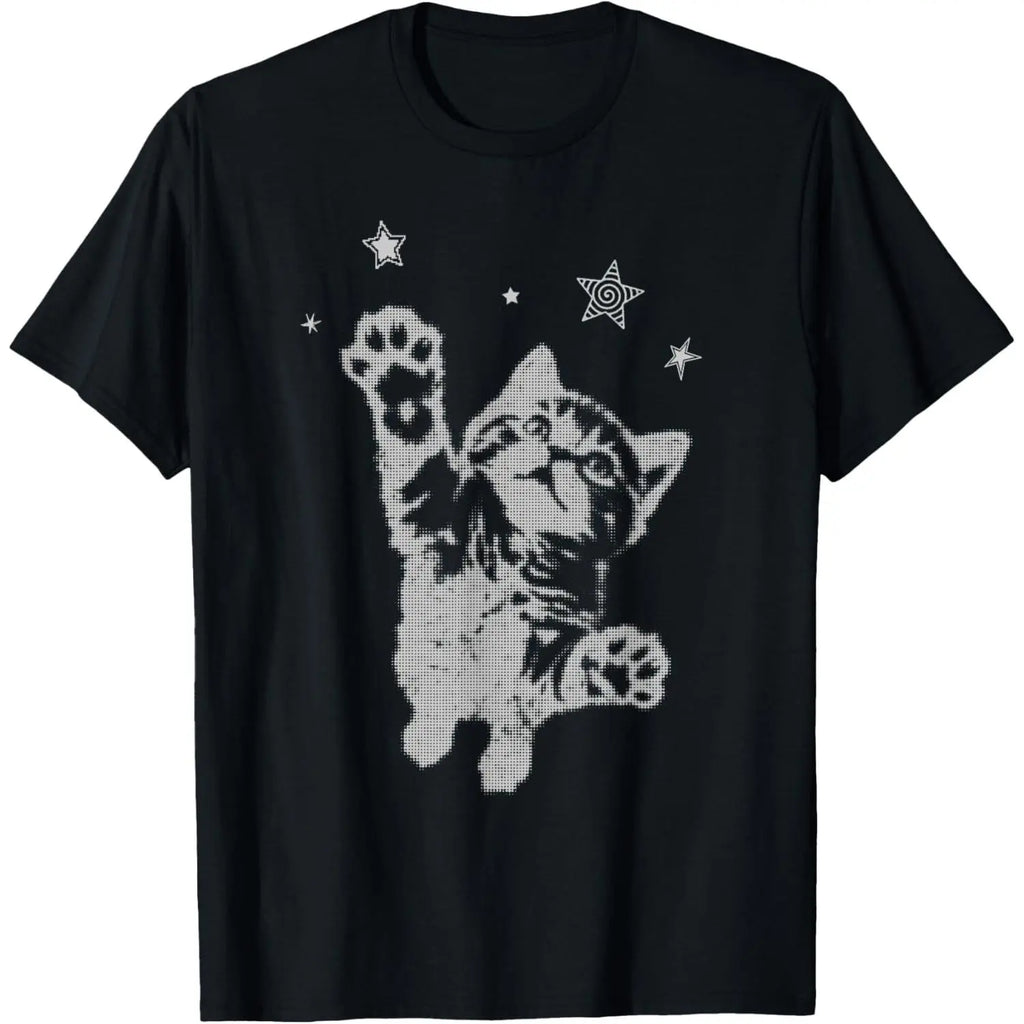 Black Crew Neck Short Sleeve Tee Unisex Casual Street Holiday Top
