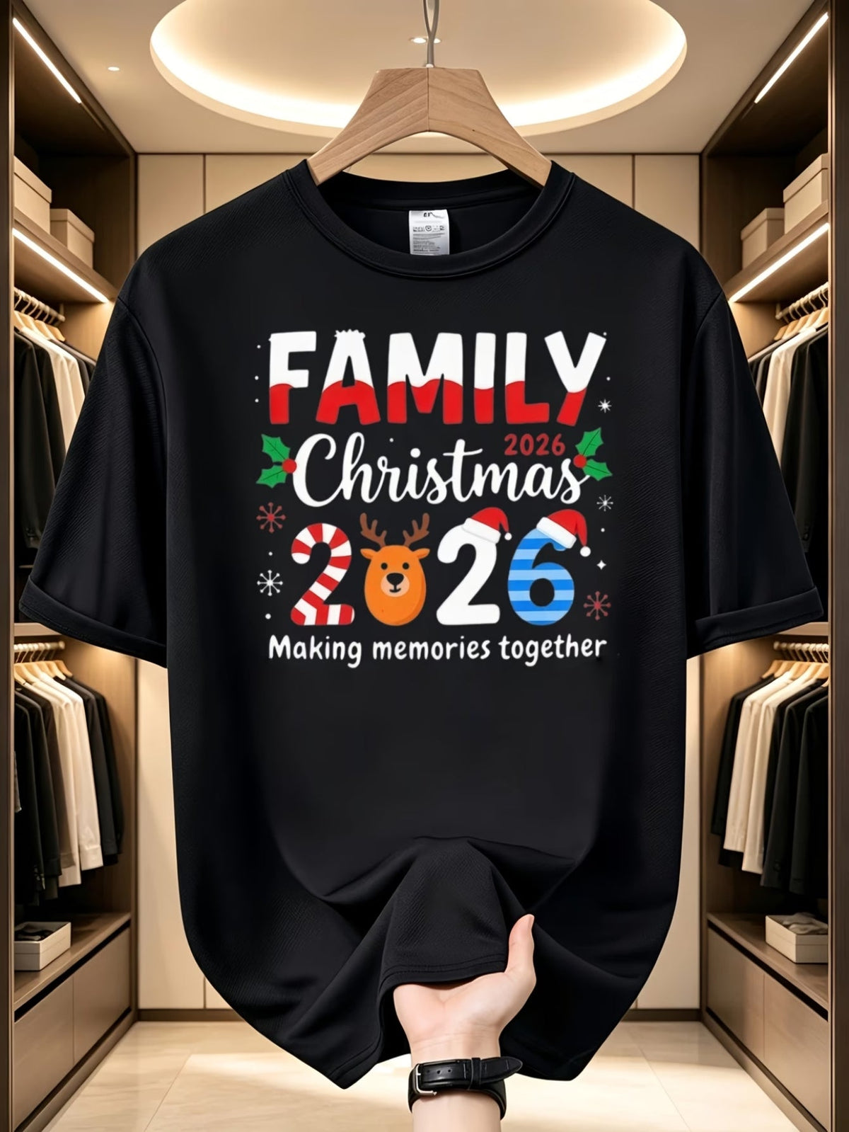 2026 Christmas Family Matching T-Shirt - Santa Claus and Christmas Squad Group Outfit Vintage Print TShirt