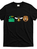 Unisex Loose Bee Lion Graphic Tee Soft Breathable All Season Travel Vacation Casual Top Machine Washable