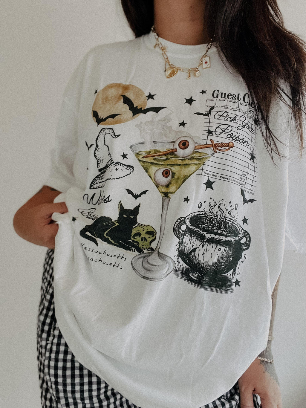 Women’s Vintage Halloween Graphic Short‑Sleeve T‑Shirt, Pick Your Poison Retro Spooky Season Casual Top，Women Clothing