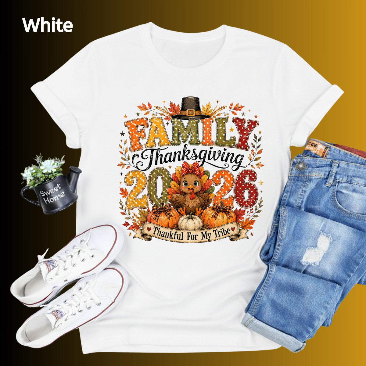 Thanksgiving T Shirt Family Thanksgiving 2026 Shirt Thankful For My Tribe Crew Neck Casual Tshirt For Women Men