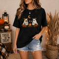 Halloween Cat Lover Shirt Ghost Cats Camping Campfire Cute Fall Graphic Tee