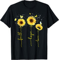 Faith Hope Love Christian Slogan Top with Sunflower Design T-Shirt