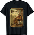Funny Bigfoot Retired Graphic Short‑Sleeve T‑Shirt, Humor Casual Crew Neck Men Tshirts，Men Clothing