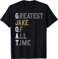 Men’s Greatest Jake of All Time Graphic Short‑Sleeve T‑Shirt, Vintage Casual Crew Neck Top，Men Clothing