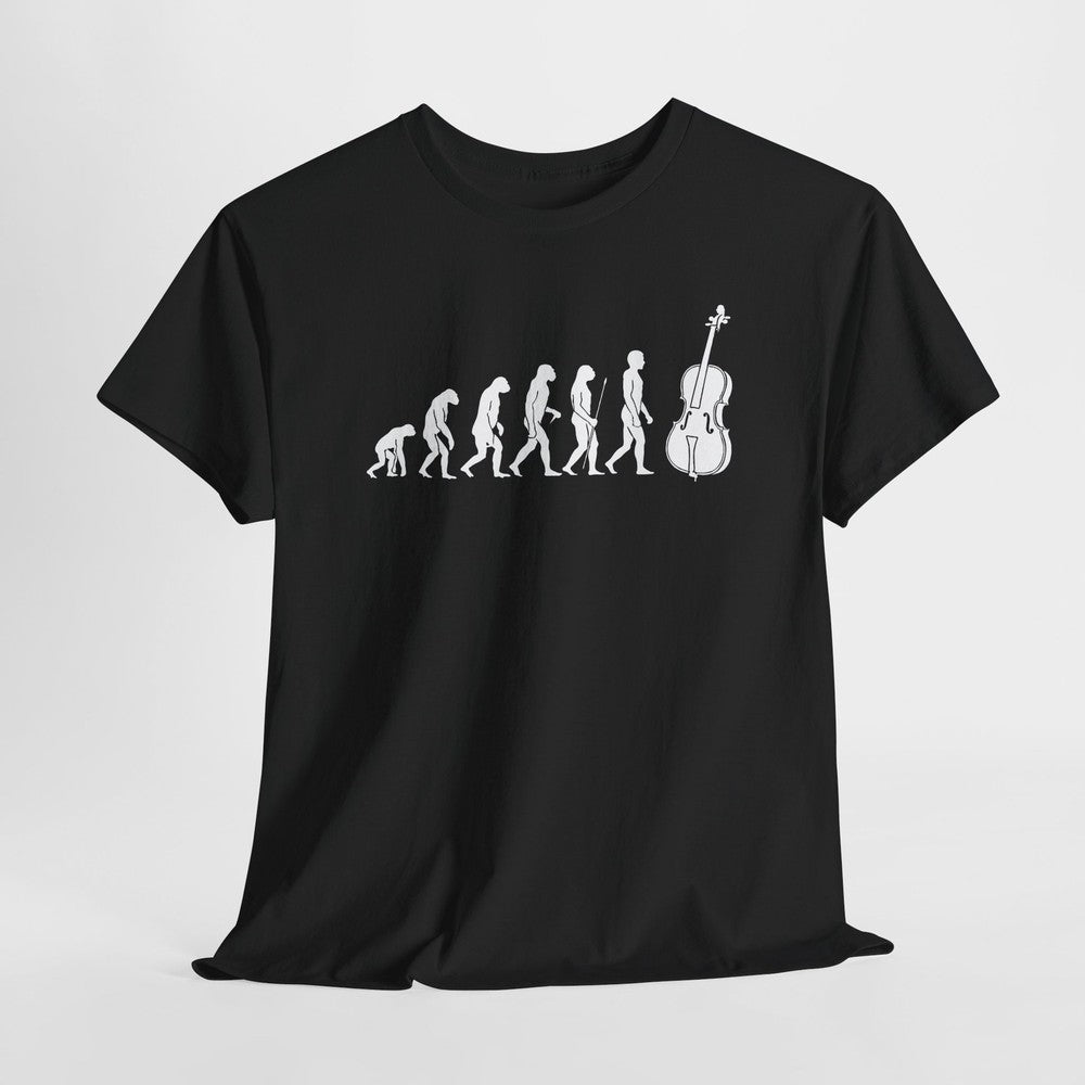 Unisex Cello Evolution of Man Graphic Short‑Sleeve T‑Shirt, Music Lover Funny Casual Cotton Top，Women Men Tshirts