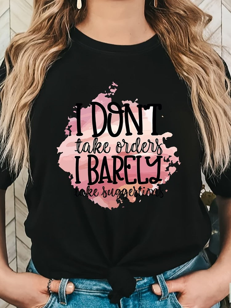 Women's Bold Letter Graphic T-Shirt Casual Crew Neck Short Sleeve Everyday Tee